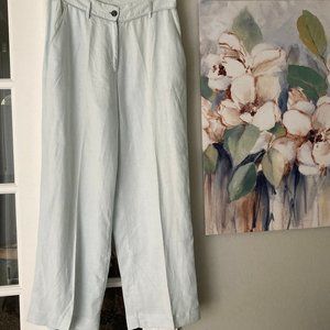 J. Jill Pale Blue Lagenlook Wide Leg 100% Linen Pant  12 Petite